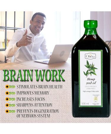 Ol Vita: Cold Pressed Hemp Seed Oil Raw Unrefined NO Additives Pure and Natural Supplement 500ml - Buy Online on GoSupps.com