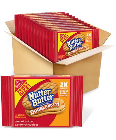 Nutter Butter Double Nutty Peanut Butter Sandwich Cookies, Family Size, 12 - 15.27 oz Packs