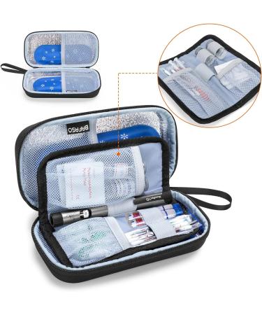Bafaso Hard Insulin Cooler Travel Case with 2 Ice Packs - Black | Insulin Pen & Diabetic Supplies Organizer - Buy Online on GoSupps.com