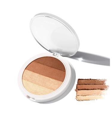 Undone Beauty 4-in-1 Matte/Shimmer Powder Bronzer for Buildable  Contouring  Strobing  and Highlighting Face & Body - Coconut Extract for Radiant Glow - Vegan and Cruelty Free - Warm Bronze