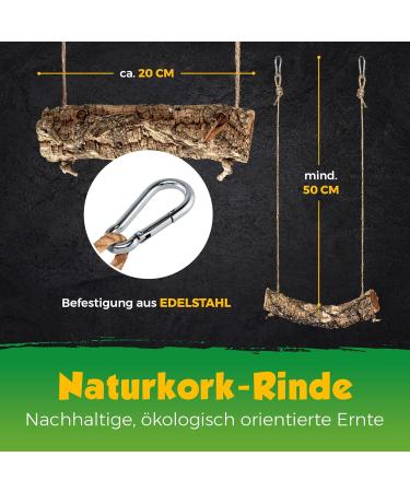 Buy Corkast Swing for Birds & Rodents | Natural Cork Play & Nibble Toy | Disinfected | 2.5-5 cm | 20 cm Width | Durable Stainless Steel Hook - Buy Online on GoSupps.com