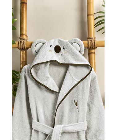 Ely Parker Kids Hooded Bathrobe - Super Soft Terry Turkish Cotton for Boys & Girls Ages 7-8 | Absorbent & Comfortable Koala Design - Buy Online on GoSupps.com
