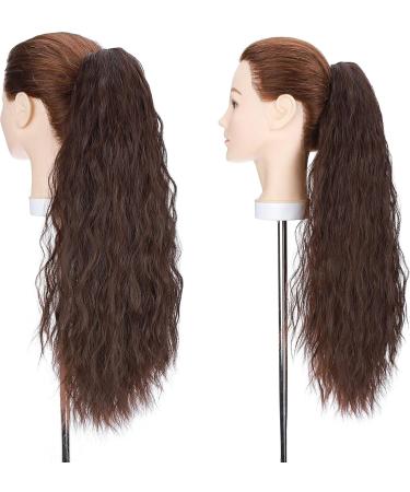 24 Inch Claw On Ponytail Extensions Soft Curly Ponytail Hair Extension Corn Wave Tails Hairpieces Synthetic For Women Ladies Medium Brown - Buy Online on GoSupps.com
