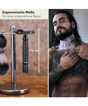 St rtebekker Premium Razor Hobel - Handmade Leather Etui | Vintage Wet Razor Set with 10 Blades & Mirror | Perfect Travel Shaving Gear - Buy Online on GoSupps.com