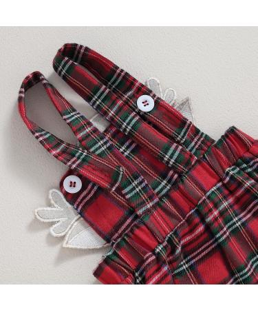 ZZLBUF Toddler Baby Girl Ribbed Ruffle Outfit Set | 12-18 Months Romper Elk Red Plaid | Long Sleeve T-shirt, Suspender Skirt, Headband | Kids 3Pcs Clothes - Buy Online on GoSupps.com