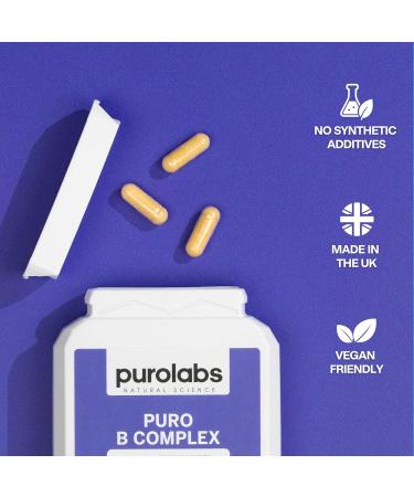 Puro High Strength Vitamin B Complex | 8 Essential B Vitamins | Methylated with Folate B6 & B12 | 60 Capsules - Buy Online on GoSupps.com