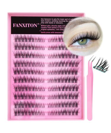 FANXITON Self Adhesive Lash Clusters | Natural Waterproof Wispy & Cat Eye Lashes - 180 pcs C Curl No Glue - Buy Online on GoSupps.com