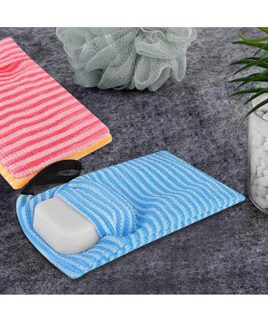Linkidea 3 Pack Stripes Soap Bag - Exfoliating Body Scrubber Shower Holder with Lanyard - Mesh Soap Saver Pouch for Bath Bar Soap - Bulk Pack 3 Packs - Buy Online on GoSupps.com