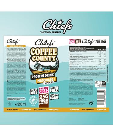 Boisson prot in e - Chiefs Milkshake Macchiato - Sans sucre ajout et sans lactose - Riche en prot ines avec 25 g de prot ine - Bouteilles de 8 x 330 ml - D licieux go t cr meux - Buy Online on GoSupps.com