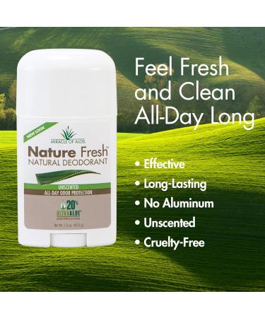 Miracle of Aloe's Nature Fresh Deodorant for Women or Men- Natural Formula W/No Aluminum or Harsh Chemicals- Long-Lasting Odor Control Unscented 20% Pure UltraAloe Aloe Vera Gel Cruelty-Free (1.5oz) - Buy Online on GoSupps.com