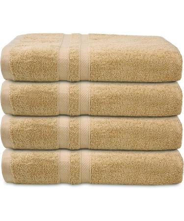 Talvania Luxury Bath Towels Set of 4 - 100% Ring Spun Cotton 650 GSM | Ideal for Pool, Spa & Bathrooms | Beige - Buy Online on GoSupps.com