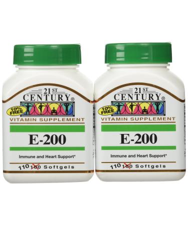 21st Century E 200 I.U. (Dl-Alpha) Softgels 110 Count (Pack of 3)