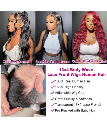 Body Wave Lace Front Human Hair Wig 22 Inch | Pre Plucked 13x4 HD Lace | Glueless 180% Density for Black Women | Bleached Knots | Natural Color - Buy Online on GoSupps.com