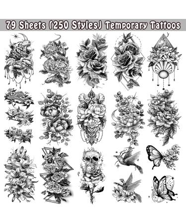 Cerlaza Waterproof Temporary Tattoos for Women - 79 Long Lasting Styles | Realistic Body Art Tatuajes Temporales Adult - Buy Online on GoSupps.com