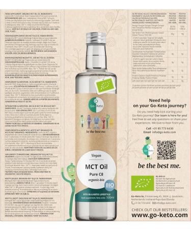GoKeto BIO MCT Oil C8 500ml Premium MCT Oil C8 from BIO Coconut Oil perfect for a Keto Diet ideal Keto Coffee Creamer for Bulletproof Coffee or Keto Shake MCT Oil vegan Low Carb - Buy Online on GoSupps.com