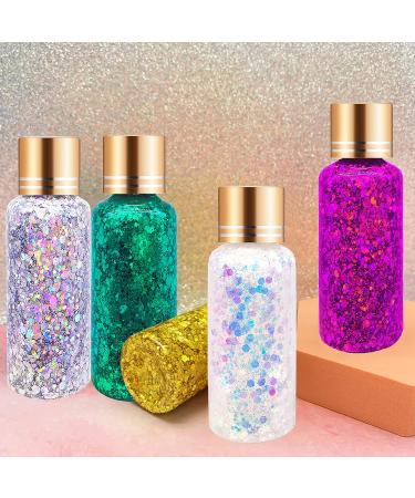 Body Face Glitter Gel SUPGIFT 5 Colors - Holographic Chunky Laser Mermaid Glitter for Makeup, Hair, Nail, Craft - 7.8oz with Spoon - Buy Online on GoSupps.com