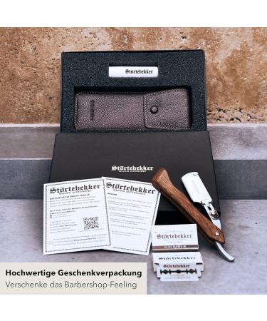 St rtebekker Razor Set: Handmade Leather Case Wooden Handle 10 Sharp Blades & Shaving Guide - Perfect Gift Idea - Buy Online on GoSupps.com