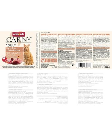 Animonda Carny Adult Cat Food - Wet Food with Chicken Turkey & Duck Heart | 6 x 800g Pack - Premium Nutrition for Adult Cats - Buy Online on GoSupps.com
