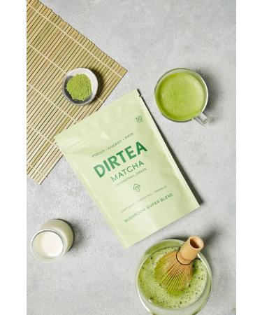 DIRTEA Matcha Powder Super Blend 180g | Organic Ceremonial Grade | Vegan Mushroom Adaptogen Supplement | Long Lasting Energy, Immune & Skin Support | Non GMO | 30 Day Serving - Buy Online on GoSupps.com