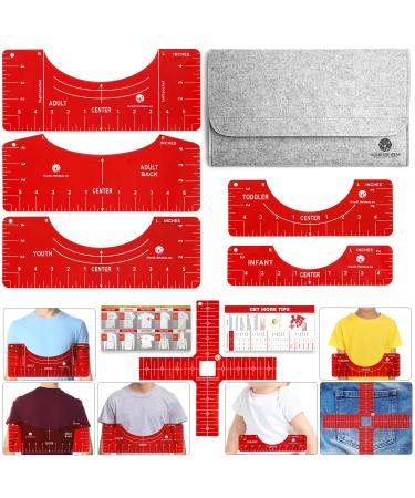 Good Life Ideas Tshirt Ruler Guide for Vinyl Alignment - T-Shirt Measurement Tool Heat Press to Center Designs, Easy tee Centering Tool, t Shirt aligning kit 7pcs, Red, Gray, White, Black, 12, Large - Buy Online on GoSupps.com