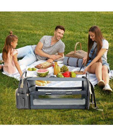 OTTOLIVES 3-in-1 Diaper Bag Backpack with Changing Station | Large Capacity Baby Bag for Boys and Girls - Grey - Buy Online on GoSupps.com