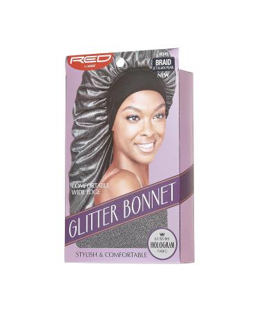 Red by Kiss Glitter Braid Bonnet - Wide Edge Breathable Hair Bonnet for Curly Natural Long Hair - Jet Black Pearl - Buy Online on GoSupps.com