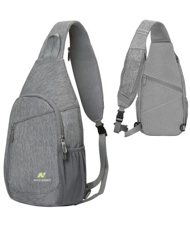 N NEVO RHINO Crossbody Bag Sling Backpack Sling Bag Casual Travel Hiking Chest Bag Outdoor Sports Daypack for Men Women (Light Grey1 2022-Upgrade) 2022-Upgrade Light Grey1