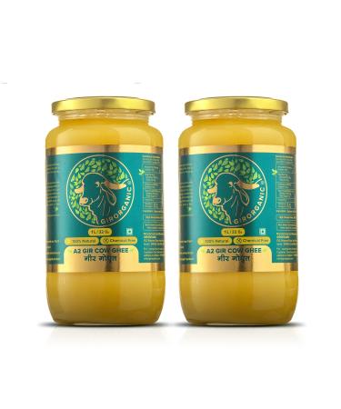 Organic Grass Fed A2 Ghee Clarified Butter from Girorganic - Unsalted Gir Cow Ghee Butter - Organic Ghee Oil - Pasture Raised, Non-GMO, Lactose-Free - 32 oz (combo)