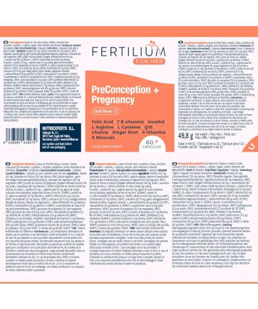 FERTILIUM Women Pregnancy Folic Acid for Fertility Inositol + Q10 + Vitamin B9 B12 and 9 Minerals - 60 Capsules - Buy Online on GoSupps.com