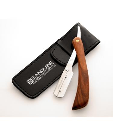 Men Shaving Razor Straight Razors Beard Moustache Razor (Wood-r5) Pouch