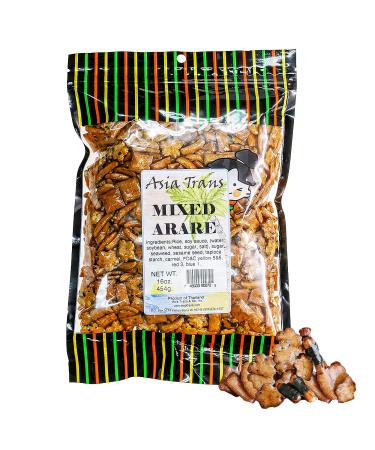 Asia Trans Mixed Arare Rice Crackers | Hawaiian Favorite | Sweet & Salty Japanese Crunchy Gourmet Trail Mix Snack Mixed Arare Rice Crackers 1 Pound (Pack of 1)