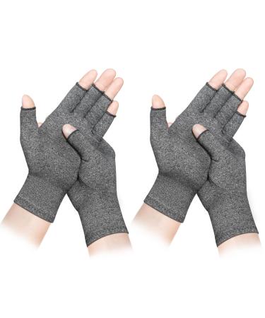 LXMY 2 Pairs Arthritis Gloves Compression Gloves Providing Warmth and Compression to Promote Healing Fingerless Design Relieve Pain from Rheumatoid Arthritis and Carpal Tunnel(L) L (Pack of 4) No Anti-Slip Glue Dots (2 Pair)
