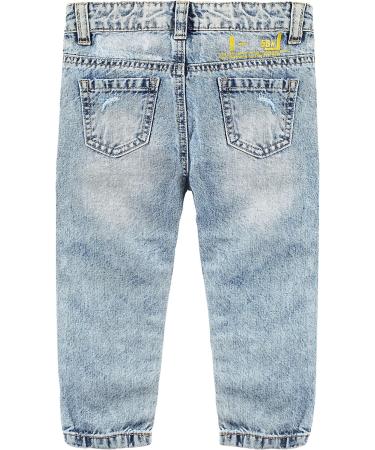 KIDSCOOL SPACE Baby Little Boys Jeans | 4-5 Years | Elastic Band | Straight Fit Ripped Denim Pants | Light Blue-6013 - Buy Online on GoSupps.com