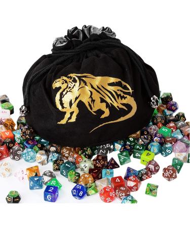 PUGED Large Dragon Drawstring Dice Bag - Black Storage Bag for Over 300 RPG MTG Game Dices - Buy Online on GoSupps.com