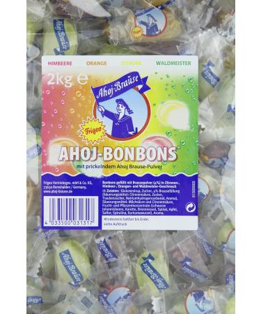 Ahoj-Brause Bonbons 2kg - Vegan Sparkling Fruit Candies in Raspberry Orange Lemon & Woodruff - Sweet & Sour Flavors - Buy Online on GoSupps.com