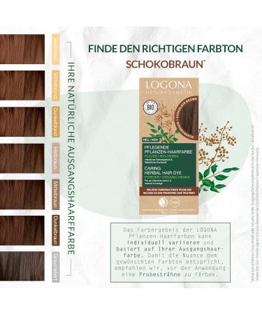 Logona Vegan Herbal Hair Color Powder - Organic Henna for Intense Chocolate Brown Shine | 100g Natural Plant-Based Hair Dye - Buy Online on GoSupps.com