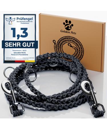 Test grade: very good - dog leash reflecting i 2m adjustable weatherproof & tearproof up to 250 kg i paracord Kleine reconciliation i small - large dogs black 2 m dogs up to 15 kg