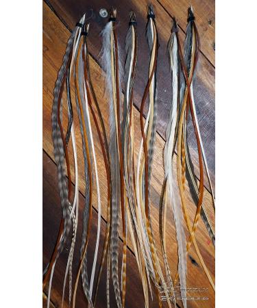 5 Natural Tone Feather Extensions + 1 Light Grey Wide Extension - International Shipping Available - Buy Online on GoSupps.com
