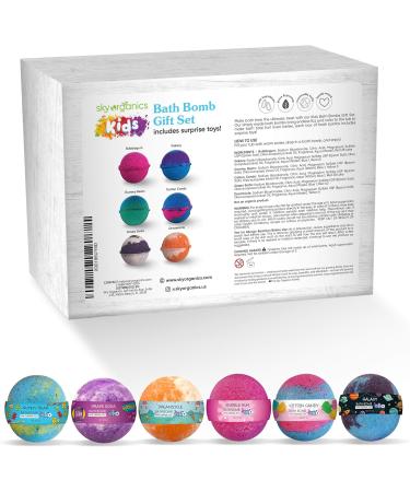 Sky Organics Kids Bath Bombs Gift Set - 12 Jumbo Fizzies with Surprise Toys - USA Made Fun Bath Fizzy Set - Buy Online on GoSupps.com