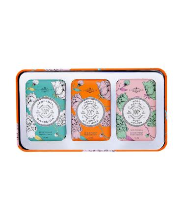 La Chatelaine Luxury Bar Soap Trio Gift Set Tin | Natural & Organic | Shea Butter Formula | Made in France | 3 x 7 oz - Orange (Gardenia, Orange Blossom, Rose Acacia) - Buy Online on GoSupps.com