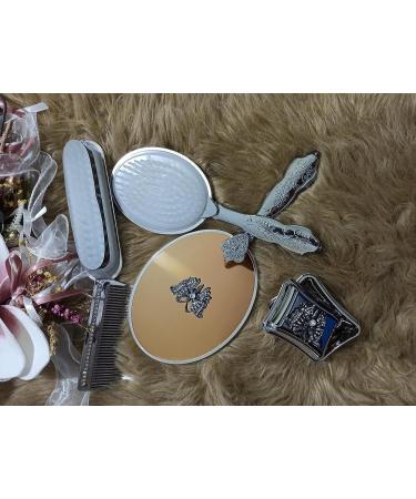 Vintage Antique Makeup Vanity Mirror Comb Hair Brush Set | Gold Hand Face Beauty Mirror | Antique Vanity Set - Buy Online on GoSupps.com