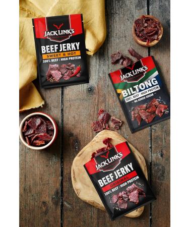  Jack Link's Jack Links Biltong Jerky Original 12 pack (12 x 40 g) Gluten-free meat snack High protein dried meat for gym fitness outdoor Low-calorie protein snacks Beef chips - Buy Online on GoSupps.com