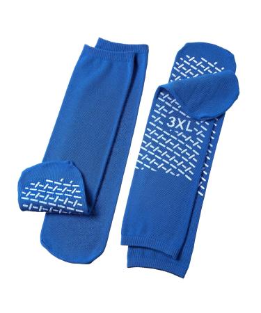 BARIATRIC SLIPPER SOCK NON SKID (3pk)  3X large  Blue  Blue  Size 3X large