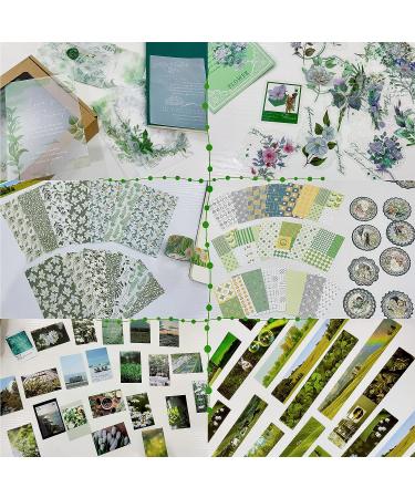 378pcs Green Vintage Scrapbook Kit | Aesthetic Stickers, Paper, and Supplies for Scrapbooking | Luxuriant Green Theme | Stationery and Craft Supplies for Girls and Women - Buy Online on GoSupps.com