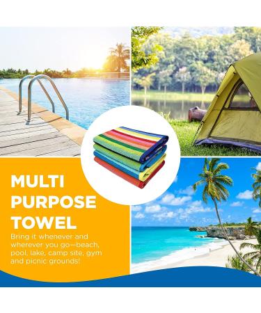Ben Kaufman Colored Classic Multi-Color Stripe Beach Towel - Large Cotton - 30 x 60 - 4 Pack - Buy Online on GoSupps.com