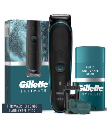 Gillette Intimate Men s Pubic Hair Trimmer SkinFirst Pubic Hair Trimmer for Men Waterproof Cordless for Wet/Dry Use Shaver for Men Lifetime Sharp Blades Includes Anti Chafe Stick Gift Set Trimmer Gift Set