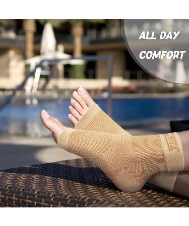 Thoxcare Plantar Fasciitis Socks - 1 Pair, Ankle Brace Foot Compression Sleeve for Women & Men with Arch Support, Pain Relief & Swelling Reduction - Beige, Small - Buy Online on GoSupps.com