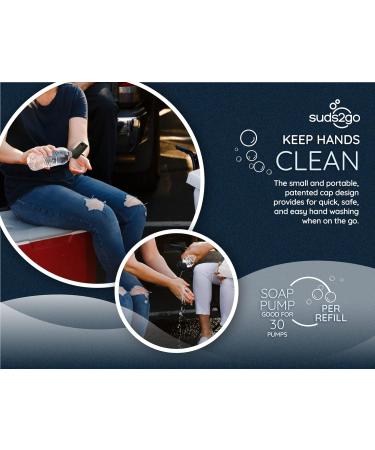 Suds2Go Refillable Caps 2 Pack - Transform Disposable Bottles into Hand Washing Station - Includes Soap Reservoir - Portable and Convenient - Black - Buy Online on GoSupps.com