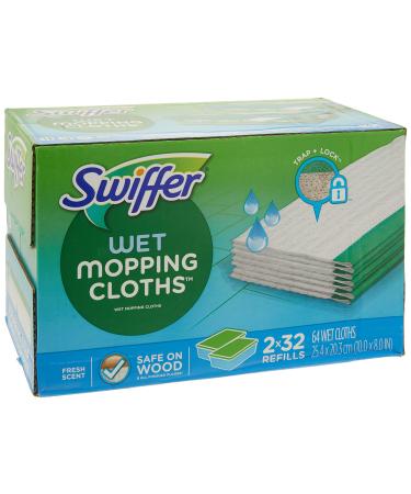 Swiffer Sweeper Wet Mopping Cloths Refills Open Window Fresh 32 Count Pack of 2 64 Count (Pack of 1)