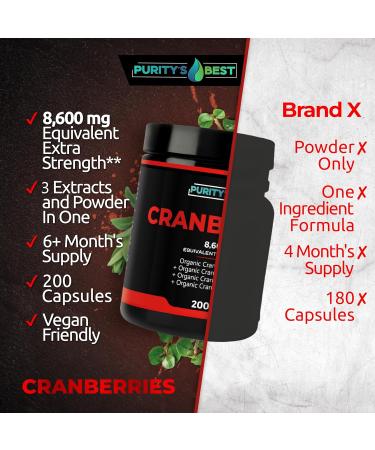 Purity s Best Cranberries Organic Cranberry Extract 8600mg Strength 200 Veggie Capsules Effective UTI Support Detoxifying Non-GMO Dietary Supplement Made in USA - Buy Online on GoSupps.com